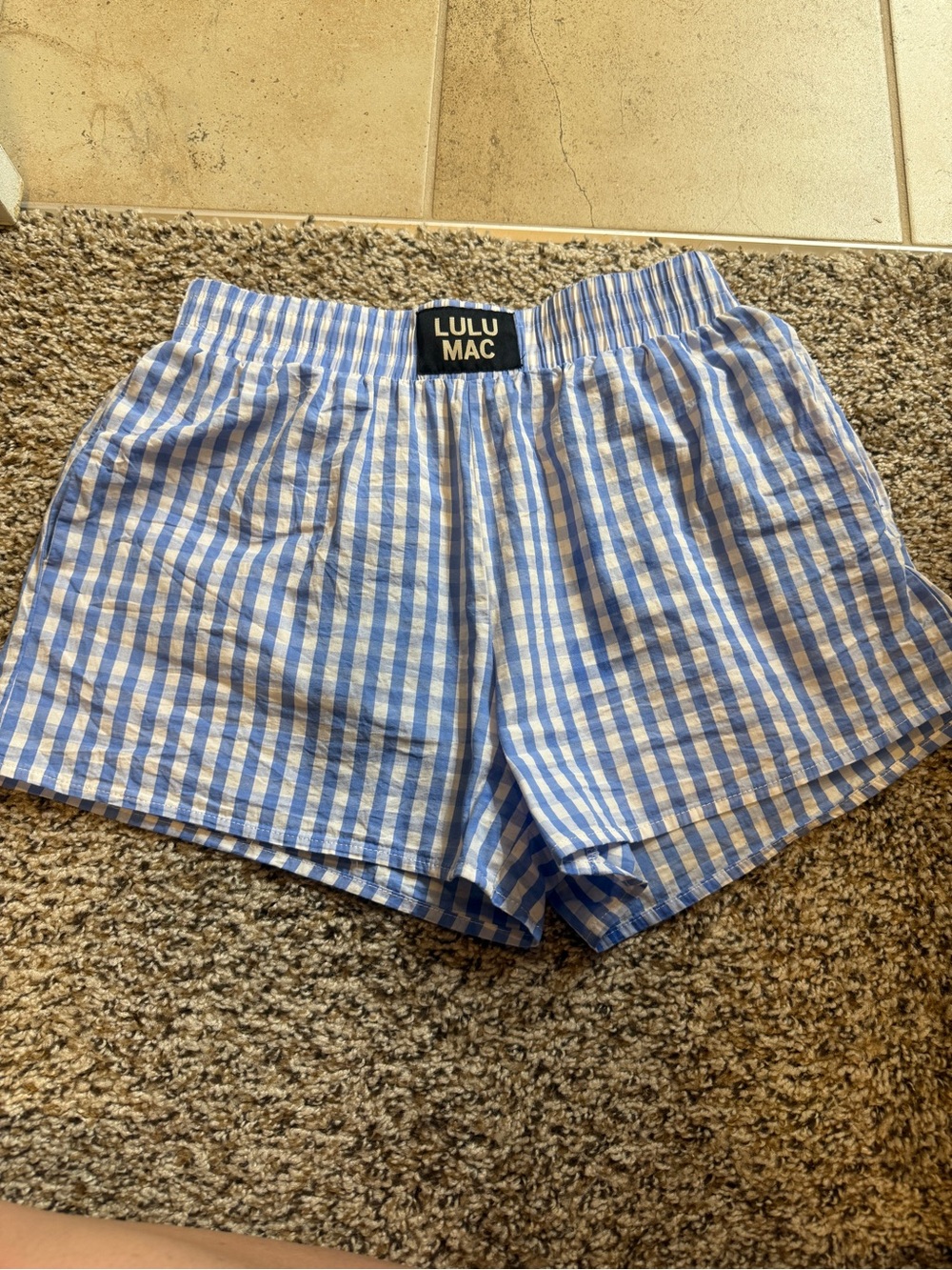 lulu mac Blue & White Gingham Shorts